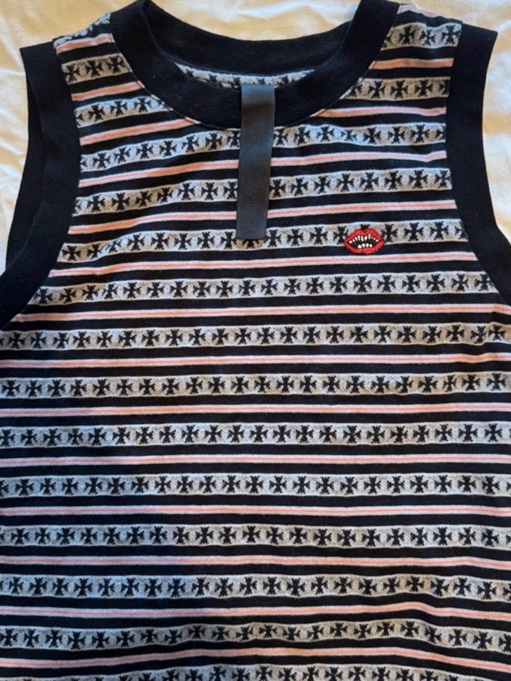 Chrome Hearts Black, Gray and Pink Striped Knit Top